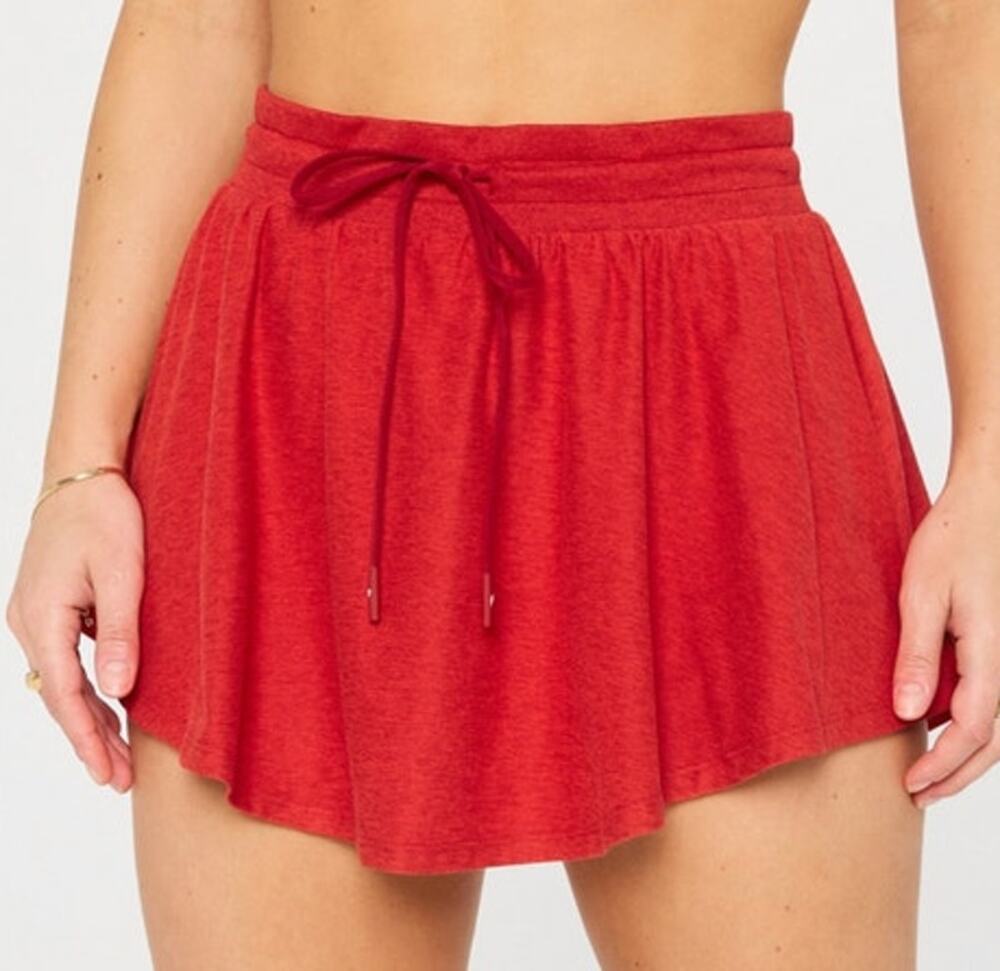 Fabletics Cloud Jersey Flounce Skirt Holly Berry Heather M